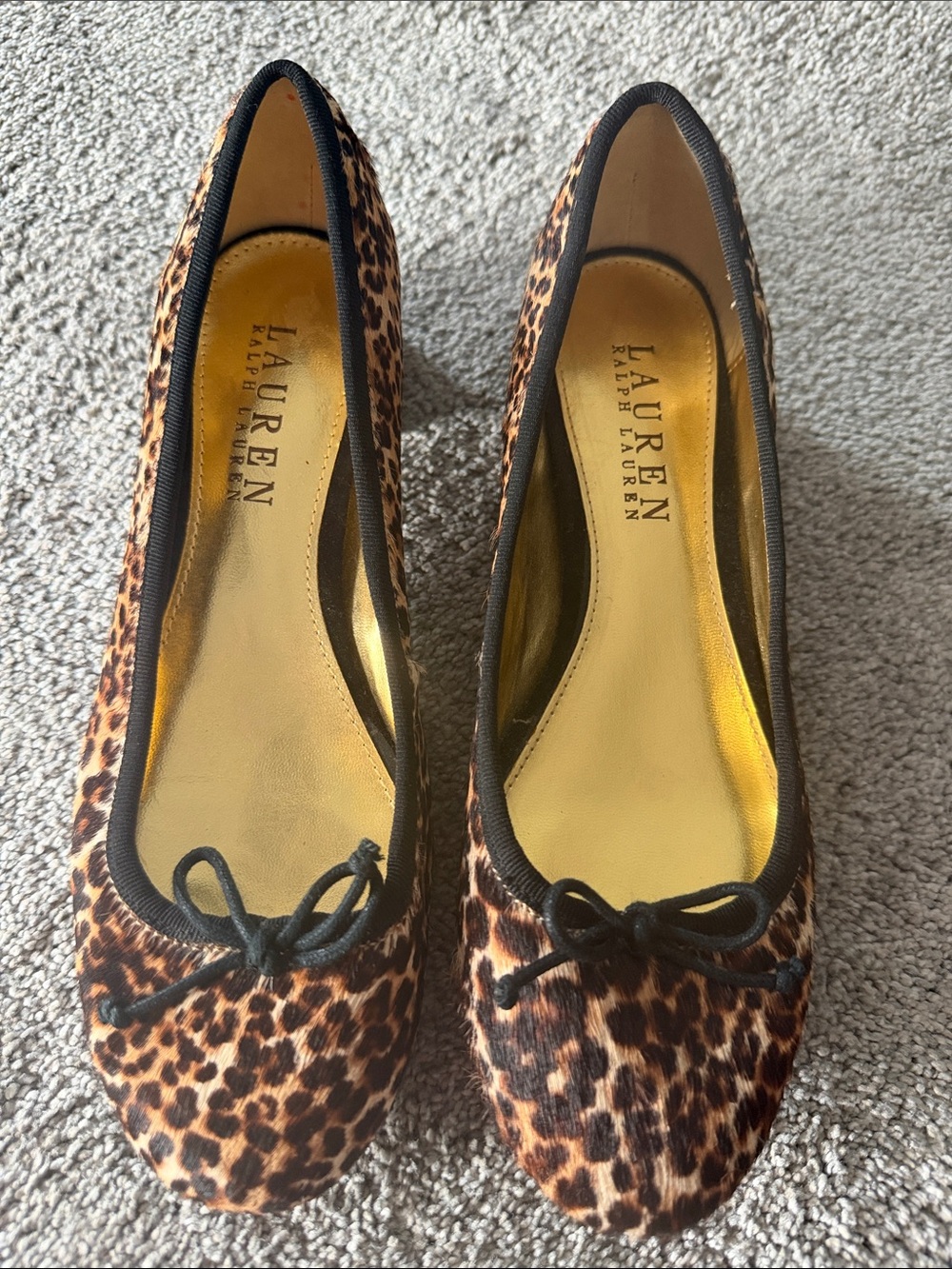 Lauren Ralph Lauren Leopard Print Ballet Flats - Black Trim